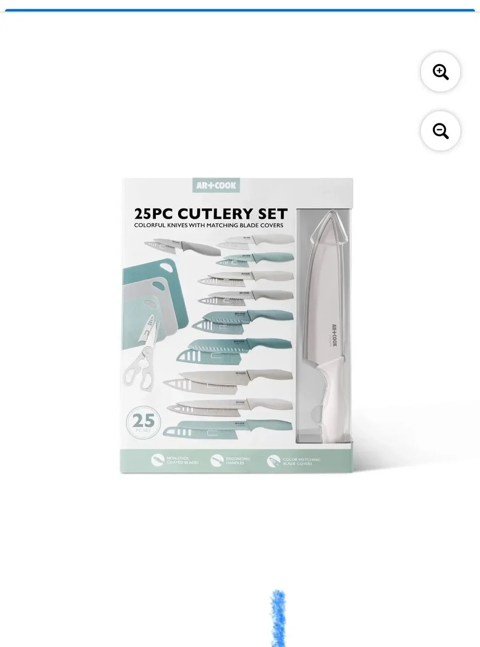 AR+COOK 25 PC Cutlery Set Green Colorful Knives With Matching Blade Covers Ergon